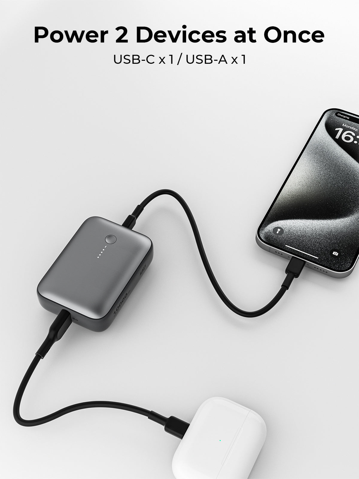 AUKEY Spark Mini 10000mAh Credit Card-Sized Compact Portable Power Bank with USB-C & USB-A – PB-Y55