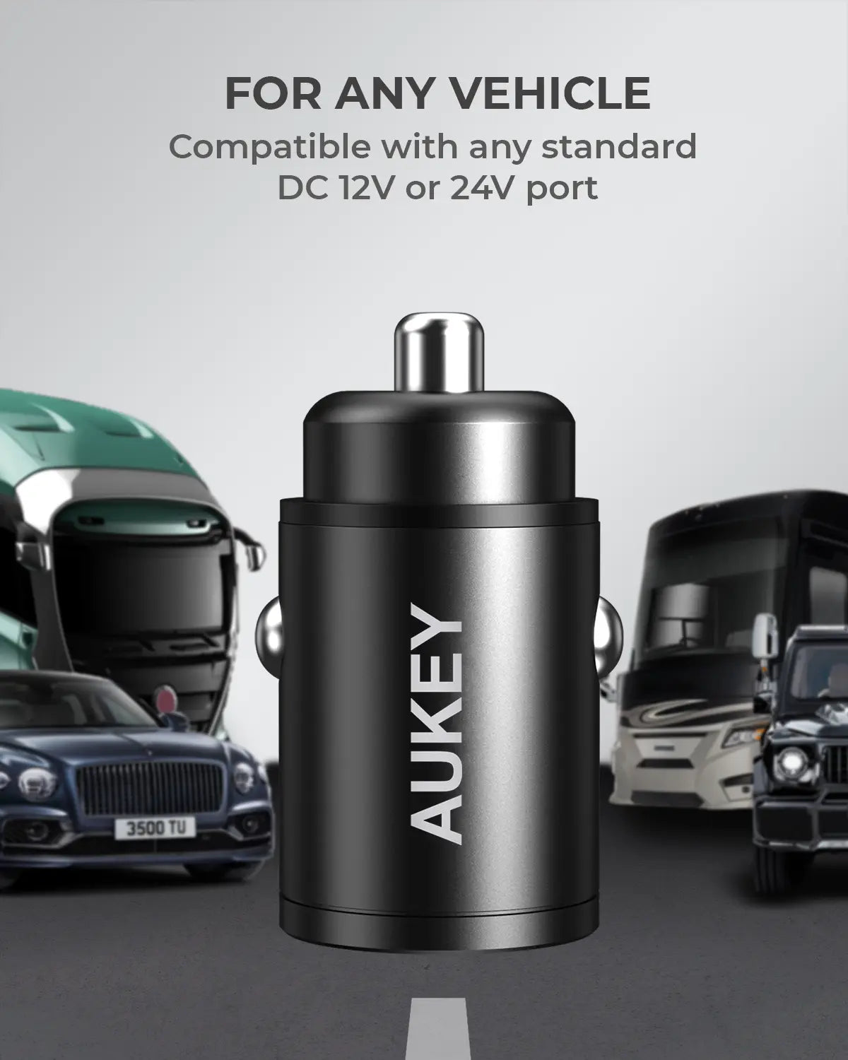 AUKEY Nano 30W Dual-Port USB-C + USB-A Fast Car Charger – CC-A3