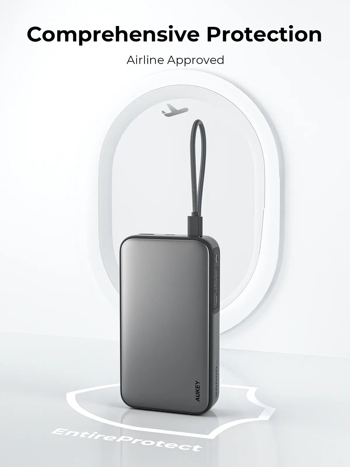 AUKEY Spark Sling 20000mAh 130W Power Bank with Built-in USB-C Cable & Digital Display – PB-Y48
