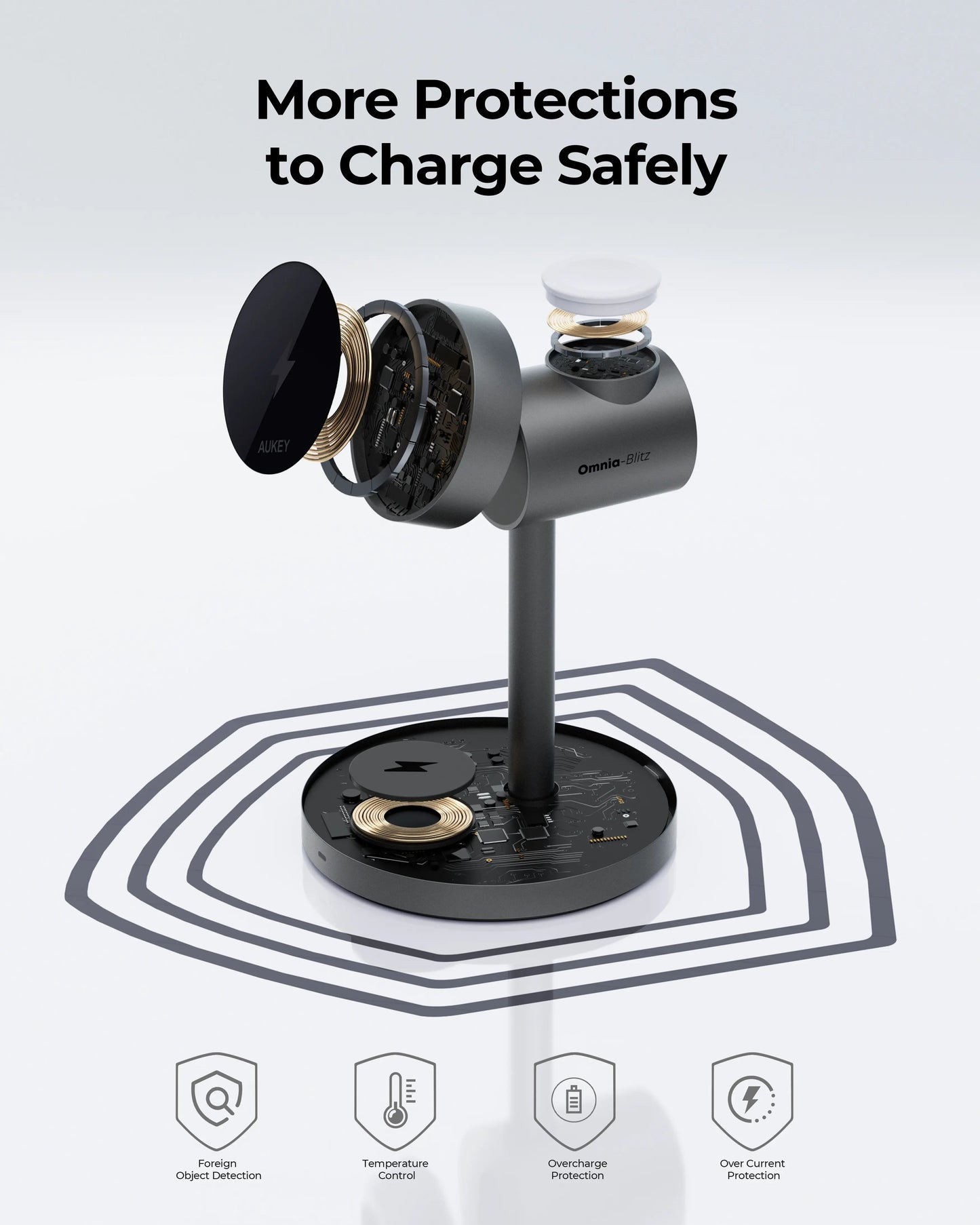 Aukey MagFusion 3-in-1 Qi2 Magnetic Fast Wireless Charging Station (LC-MC311)