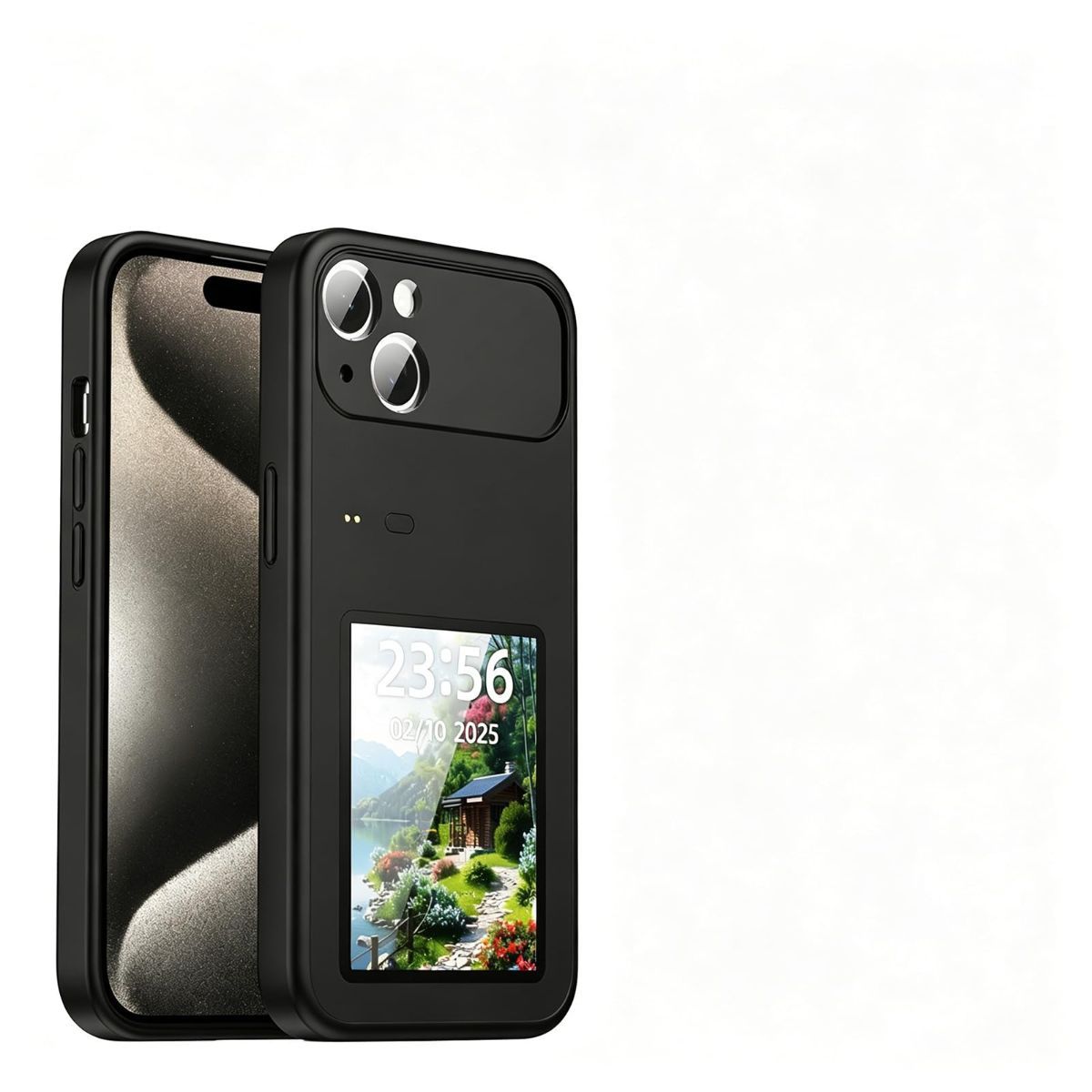 Upgraded 4'' NFC Ink Screen Case for iPhone, Smart Custom DIY Ink Screen Back Cover for iphone,Upload Photo,Text,Always-on NFC Smart Display,4'' High-definition Display - White - Size iPhone14