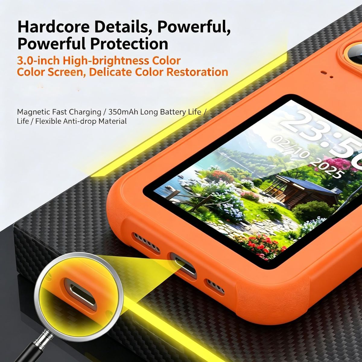 Upgraded 4'' NFC Ink Screen Case for iPhone, Smart Custom DIY Ink Screen Back Cover for iphone,Upload Photo,Text,Always-on NFC Smart Display,4'' High-definition Display - White - Size iPhone15pro
