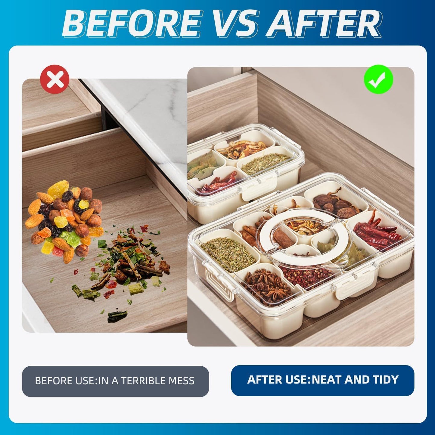 8-Compartment Sealed Snack Organizer with Handle for Fridge, Picnic & Kitchen Storage – BPA-Free Food Container (White)   
Product Description