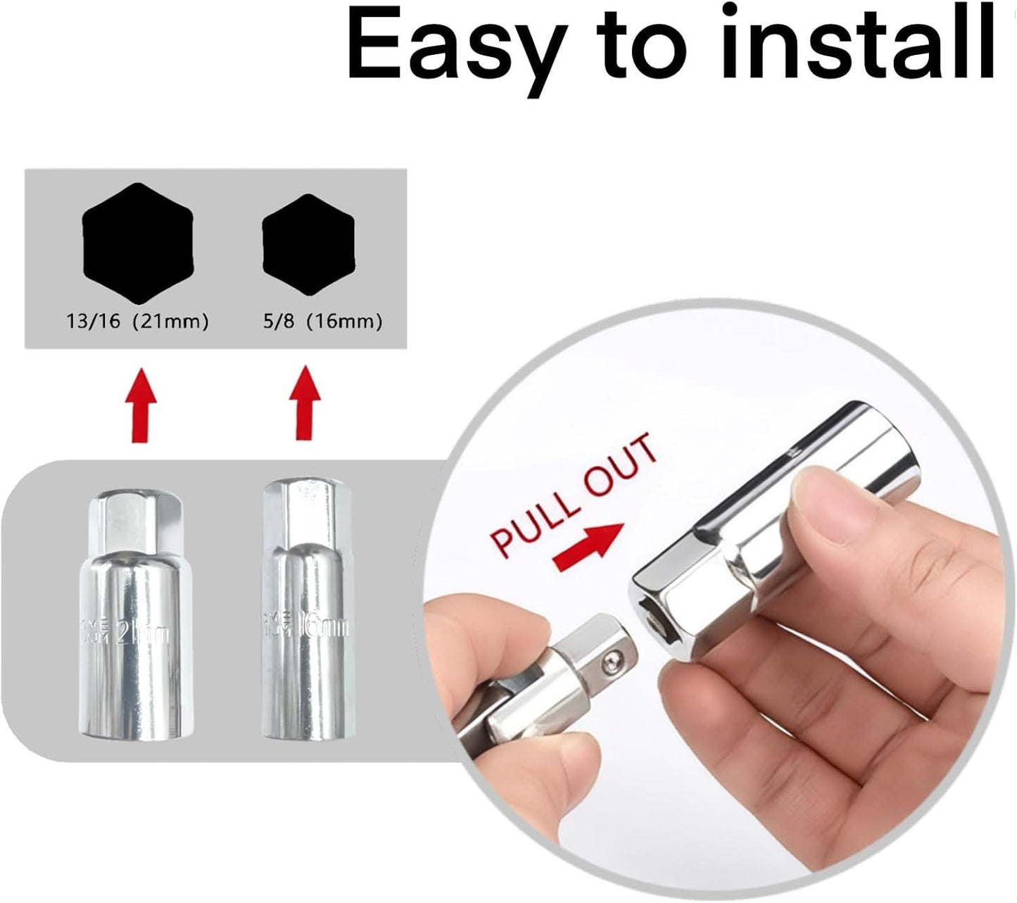 Universal T-Handle Spark Plug Socket Wrench Set for Car, Motorcycle & Lawn Mower Maintenance with Flexible Joint (Silver)