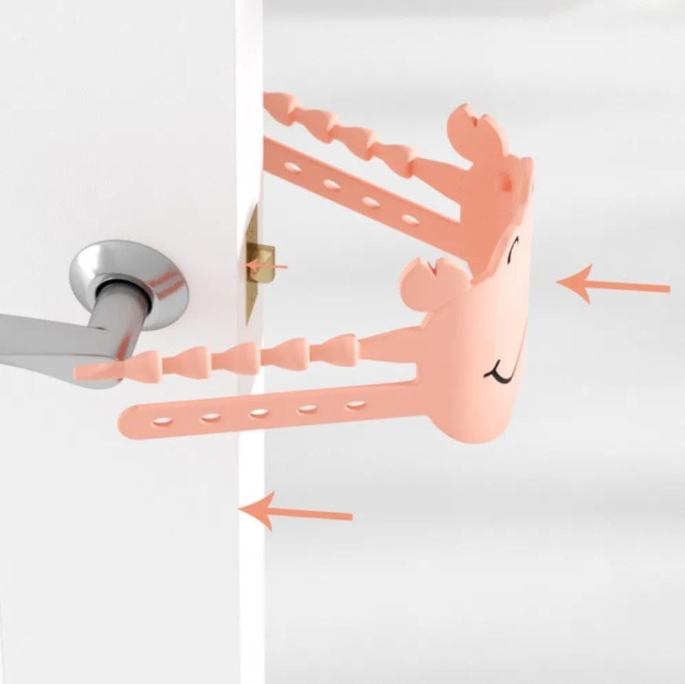5-Pack Cute Crab-Shaped Silicone Door Lock Silencer, Adjustable Anti-Slam & Finger Guard for Bedroom & Nursery (Pink)