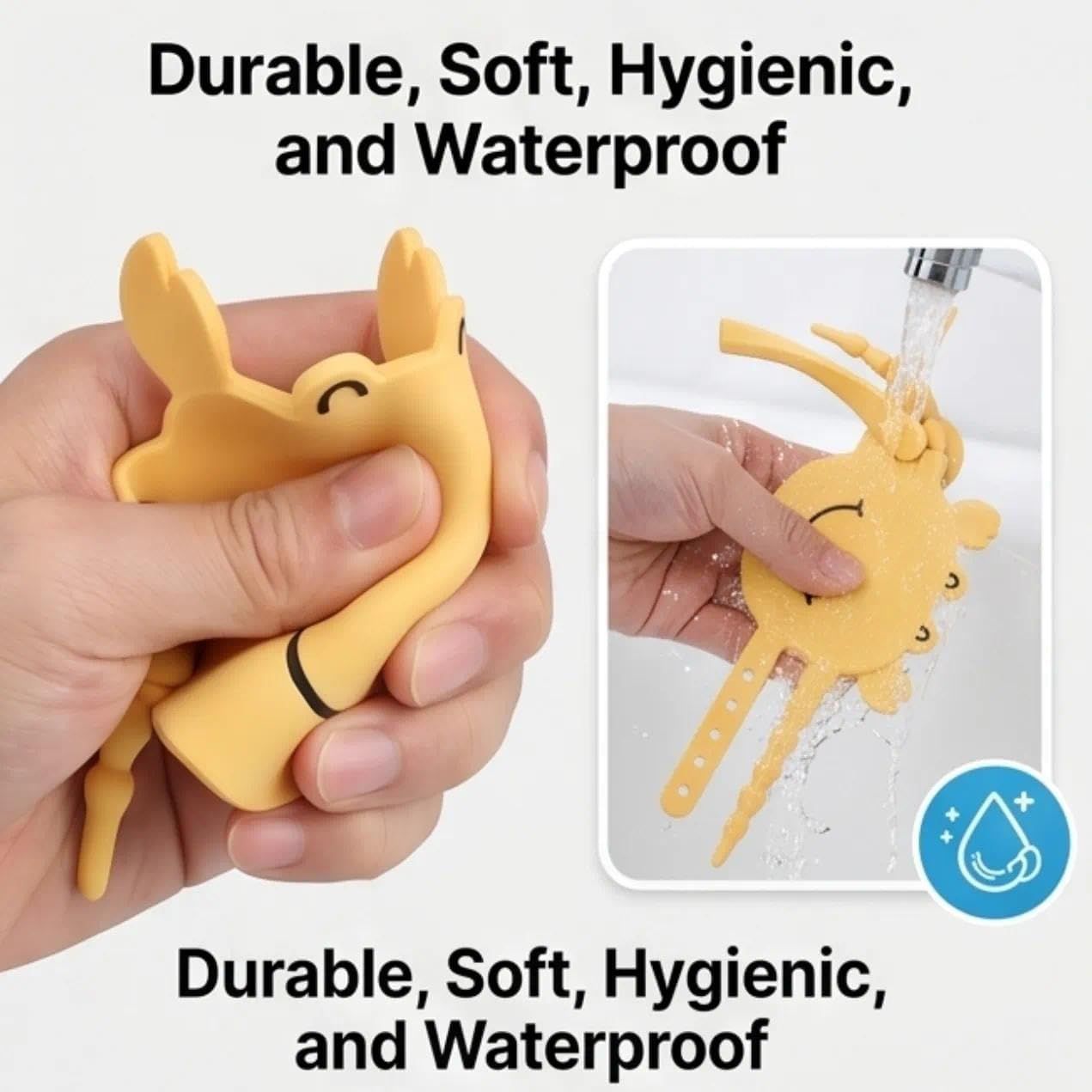 5-Pack Cute Crab-Shaped Silicone Door Lock Silencer, Adjustable Anti-Slam & Finger Guard for Bedroom & Nursery (Yellow)
