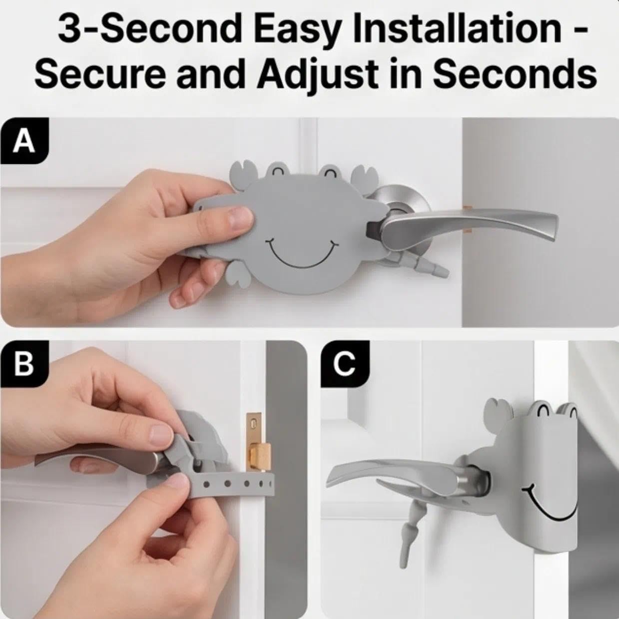 5-Pack Cute Crab-Shaped Silicone Door Lock Silencer, Adjustable Anti-Slam & Finger Guard for Bedroom & Nursery (Grey)