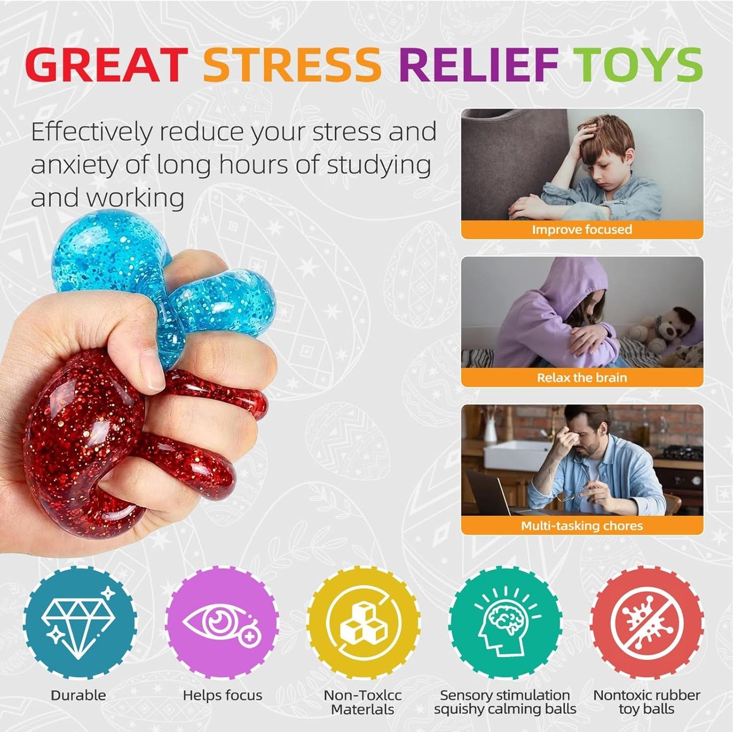 4 PCS Glitter Ice Cube Squishy Toy for Office & Classroom – Slow Rising Stress Reliever to Calm Anxiety (Multicolor)