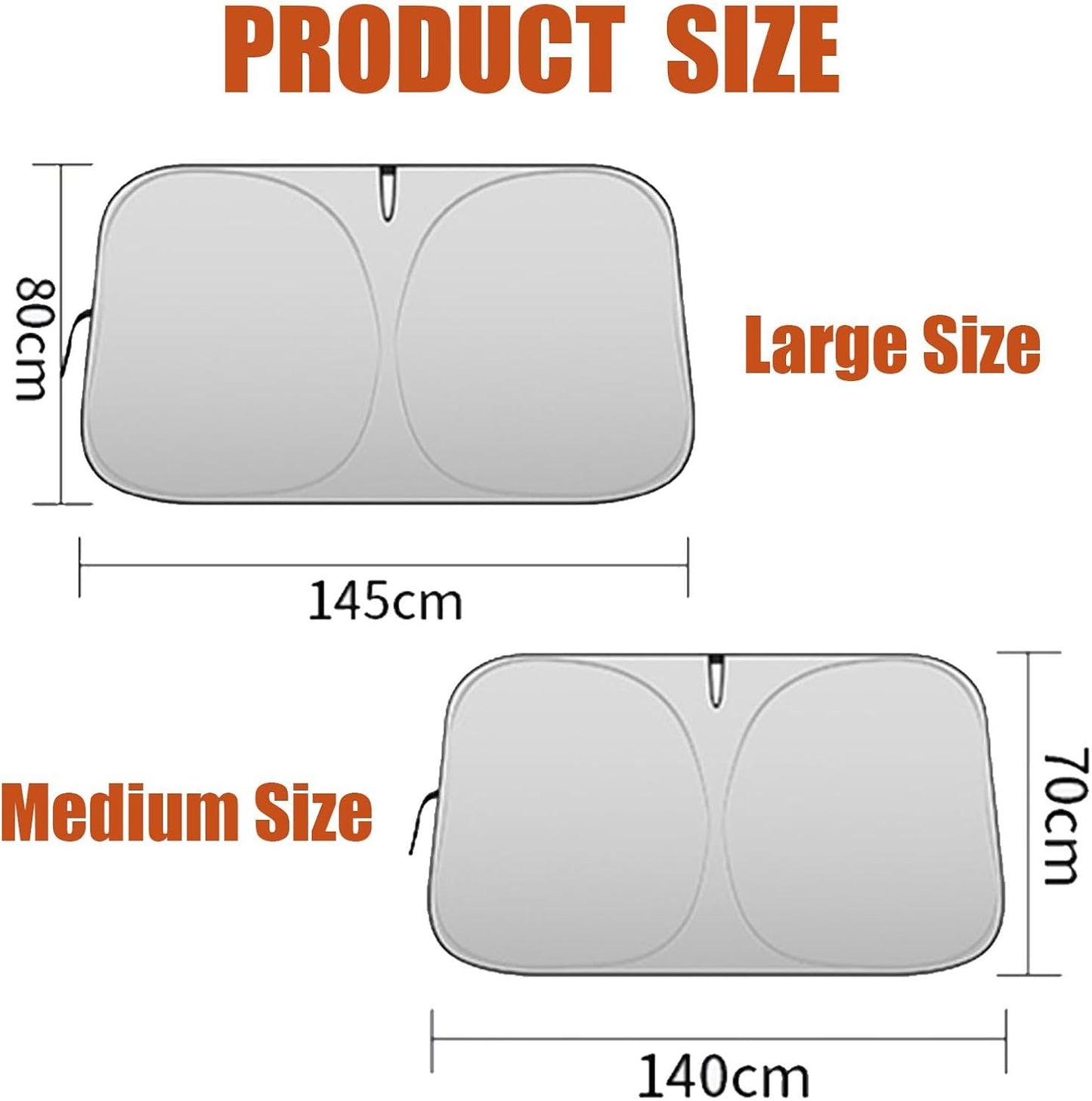 Universal Front Windshield Sun Shade for Sedans & Compact SUVs, Heat Insulation UV Protection Foldable Visor 140x70cm (Silver)
