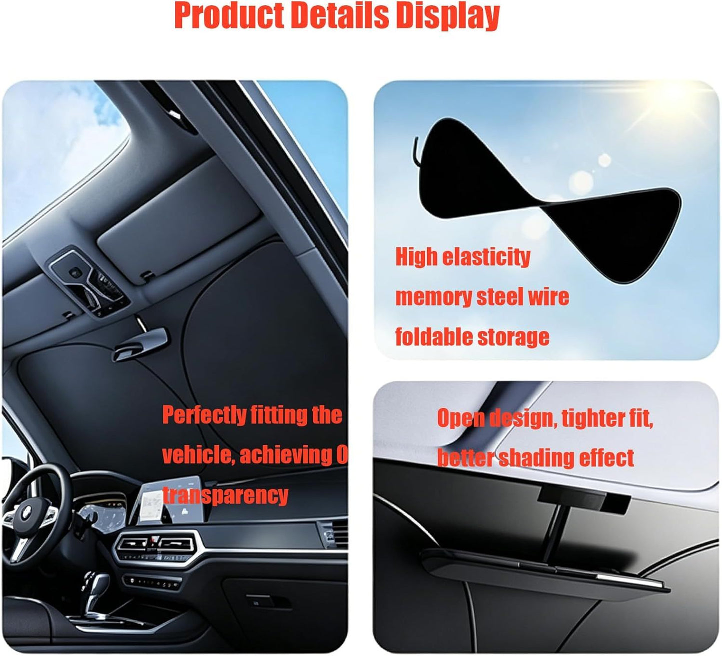 Universal Front Windshield Sun Shade for Sedans & Compact SUVs, Heat Insulation UV Protection Foldable Visor 140x70cm (Silver)