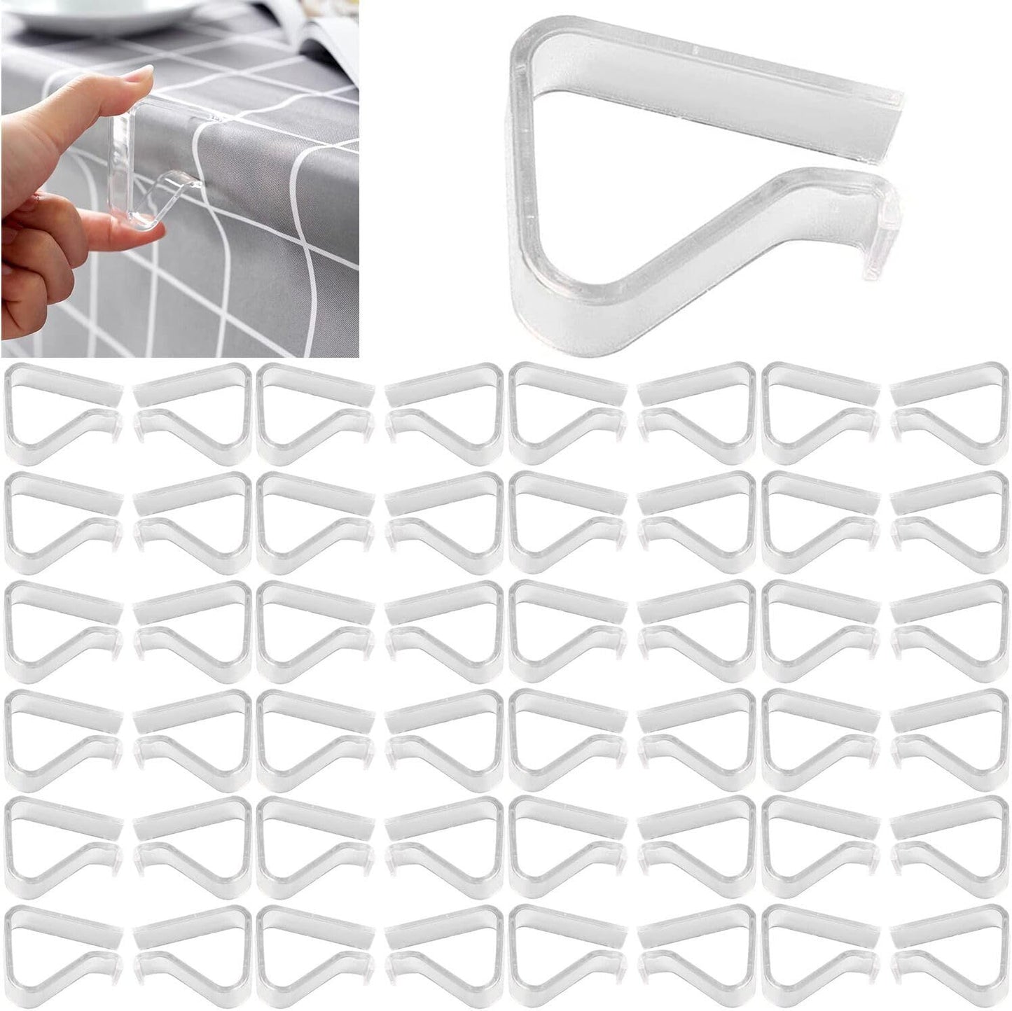 Transparent Small Tablecloth Clips for Thin Tables – Compact Plastic Holders for Indoor Meals, Picnics & Casual Gatherings (Clear)