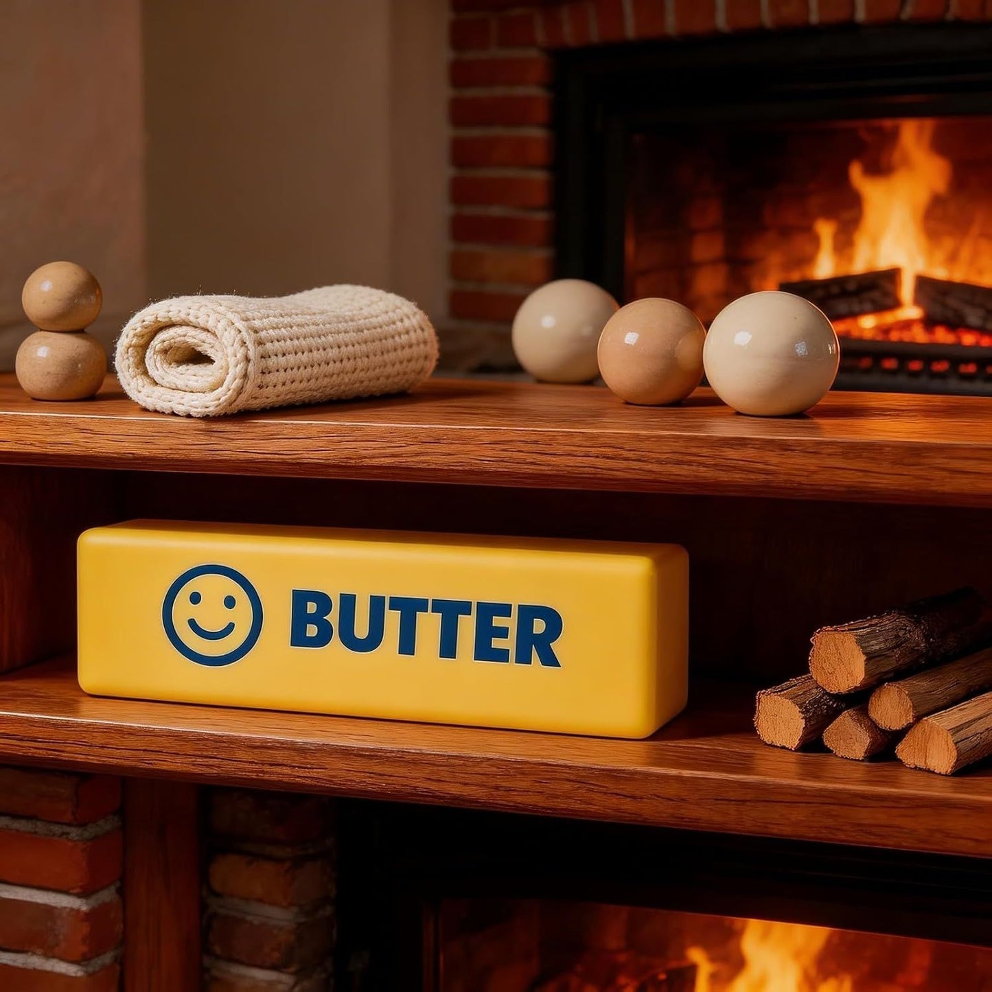 2 PCS Giant Butter Stick Squishy Toy with Smiley Face for Office & School – Slow Rising Stress Reliever to Calm Anxiety (Yellow)