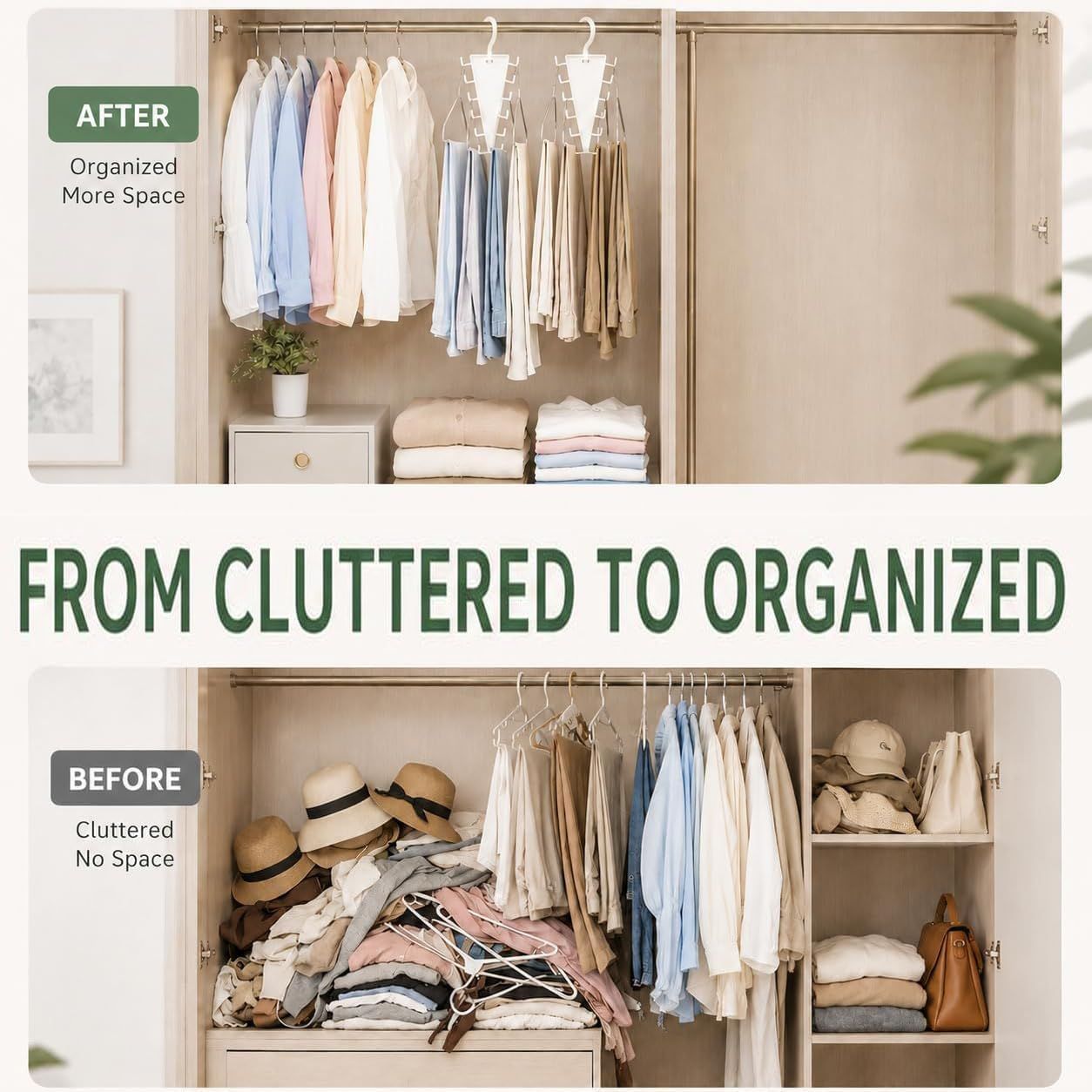 2-Pack V-Shaped 360° Rotating Closet Organizer with 12 Hooks for Hats, Bags & Scarves, Space-Saving Wardrobe Hanger (White)