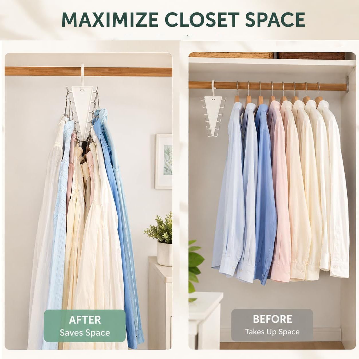 6-Pack V-Shaped 360° Rotating Closet Organizer with 12 Hooks for Hats, Bags & Scarves, Space-Saving Wardrobe Hanger (White)