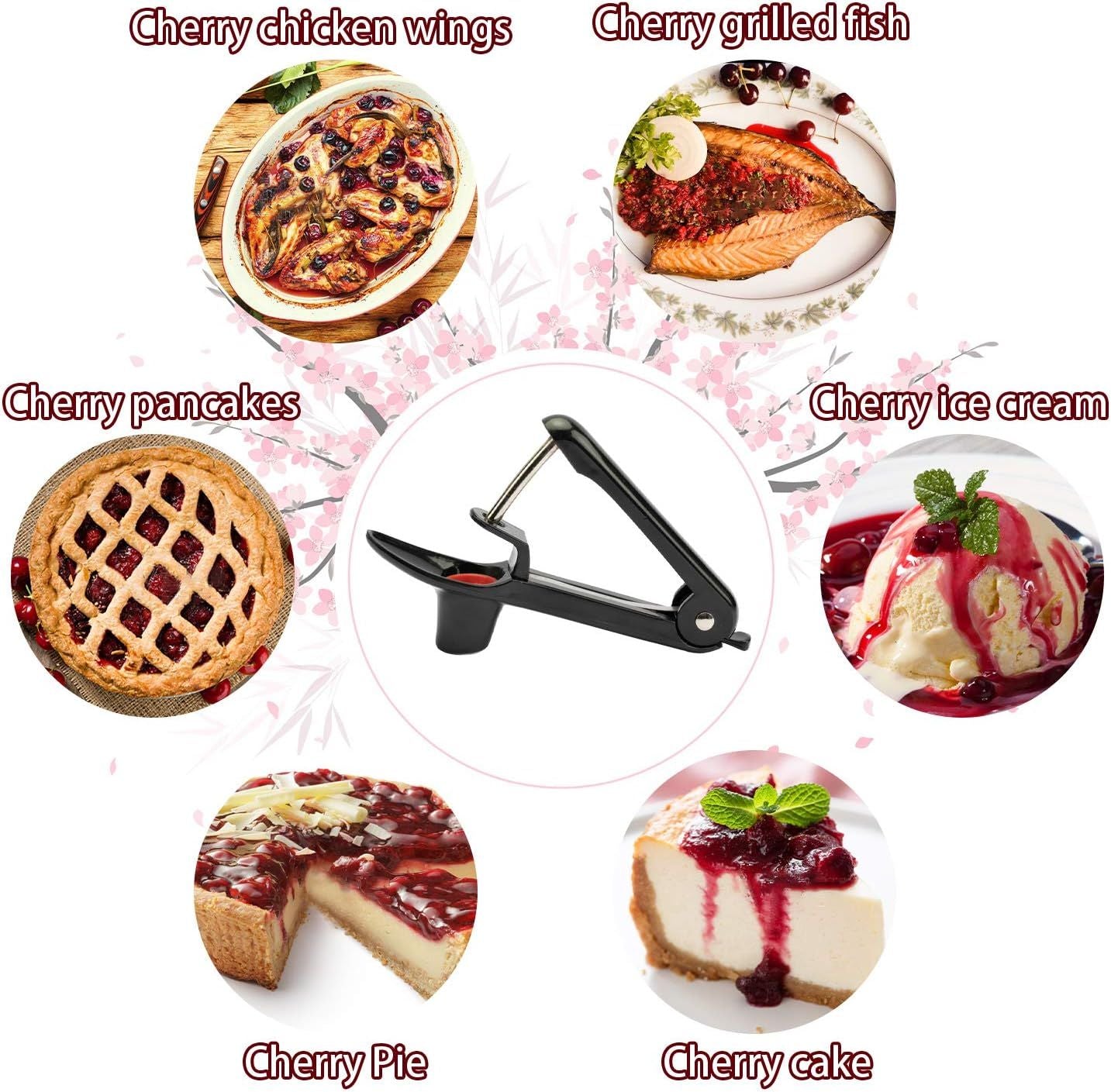 Stainless Steel Cherry Pitter for Jam, Pie & Desserts – Ergonomic Handheld Fruit Corer with Lock Design (Black)