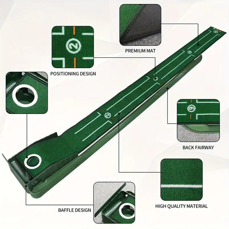 Compact Edition Portable Golf Putting Training Mat