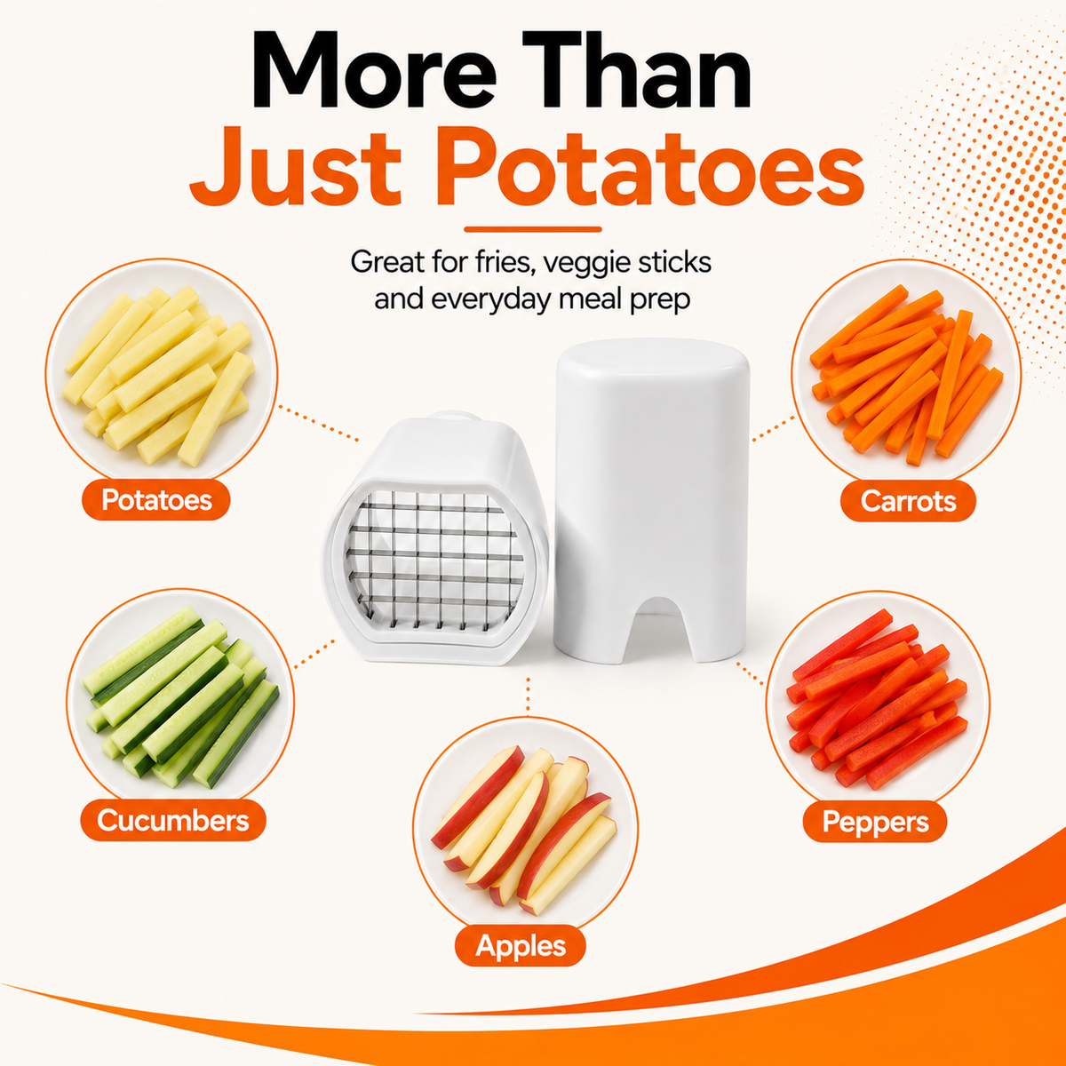 Manual Potato Fries Cutter 10x8x18cm Stainless Steel Vegetable Slicer Easy Press Dishwasher Safe Kitchen Chopper