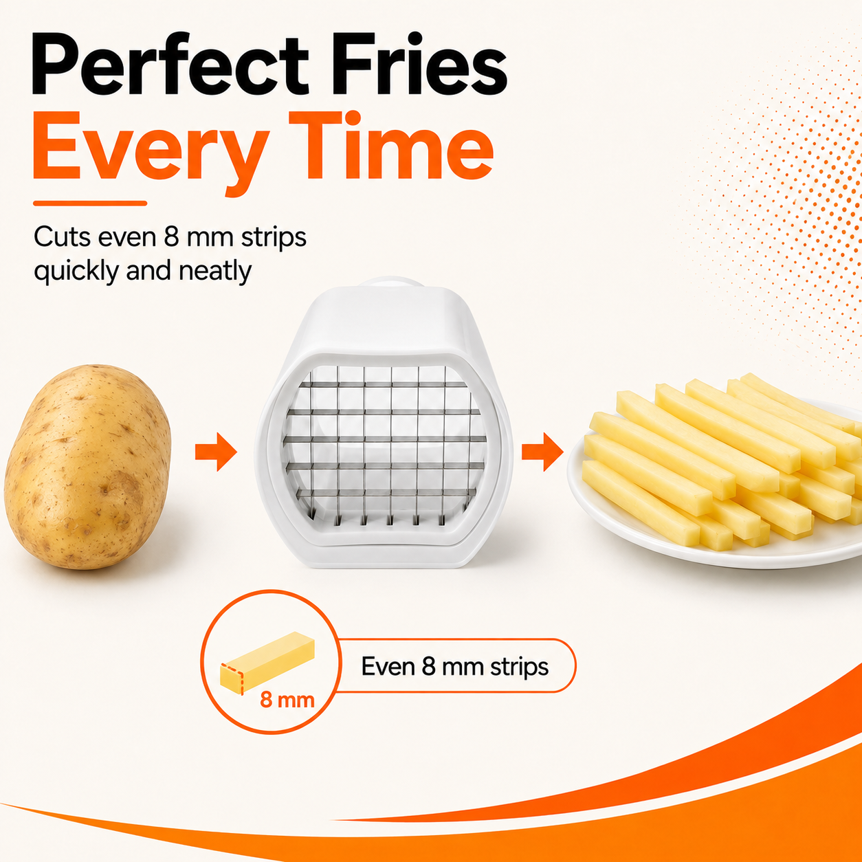 Manual Potato Fries Cutter 10x8x18cm Stainless Steel Vegetable Slicer Easy Press Dishwasher Safe Kitchen Chopper