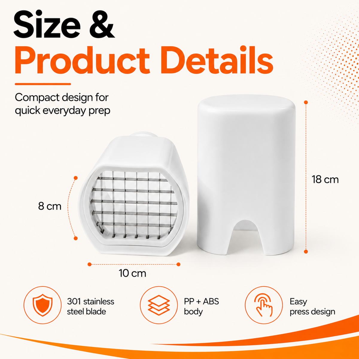 Manual Potato Fries Cutter 10x8x18cm Stainless Steel Vegetable Slicer Easy Press Dishwasher Safe Kitchen Chopper