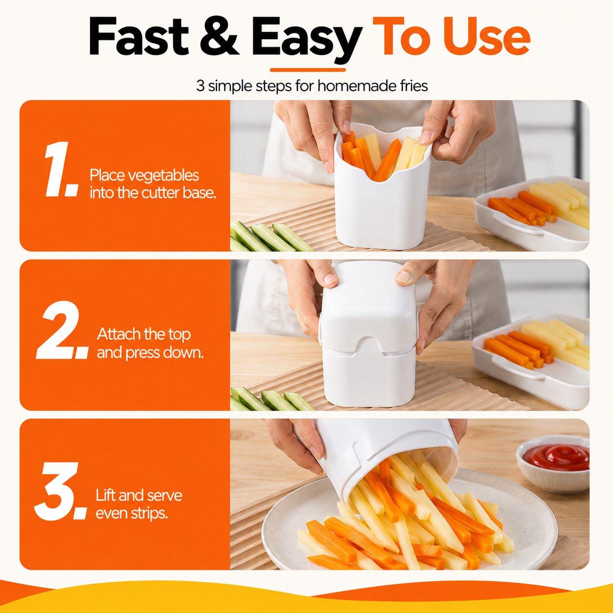 Manual Potato Fries Cutter 10x8x18cm Stainless Steel Vegetable Slicer Easy Press Dishwasher Safe Kitchen Chopper
