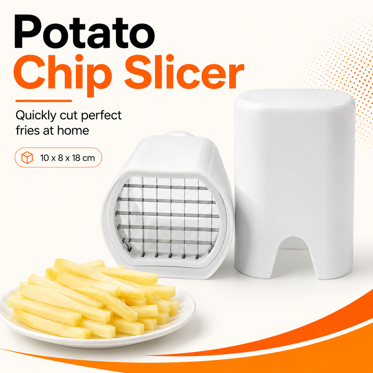 Manual Potato Fries Cutter 10x8x18cm Stainless Steel Vegetable Slicer Easy Press Dishwasher Safe Kitchen Chopper