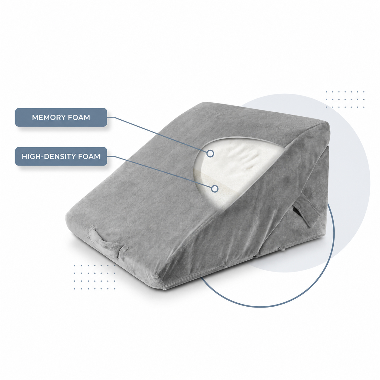 Adjustable Memory Foam Wedge Pillow with Washable Velvet Cover for Bed Sofa Reading(55x55x33cm)