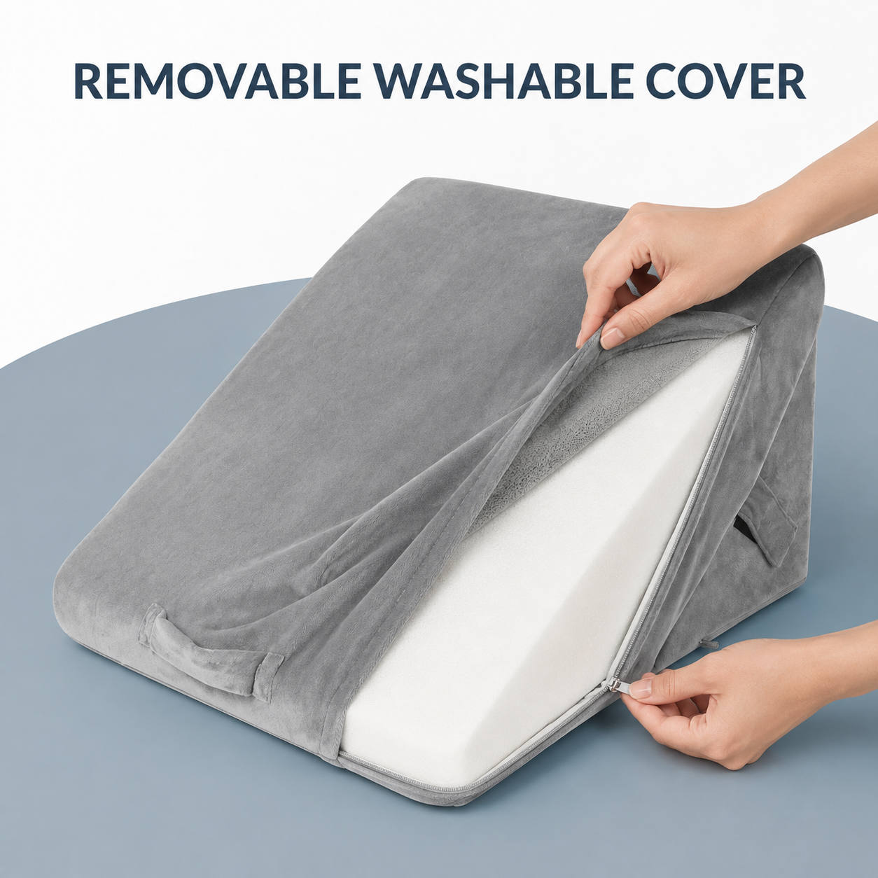 Adjustable Memory Foam Wedge Pillow with Washable Velvet Cover for Bed Sofa Reading(55x55x33cm)