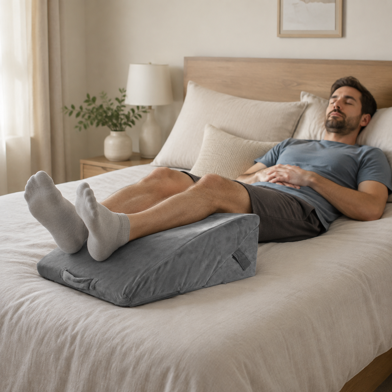 Adjustable Memory Foam Wedge Pillow with Washable Velvet Cover for Bed Sofa Reading(55x55x33cm)