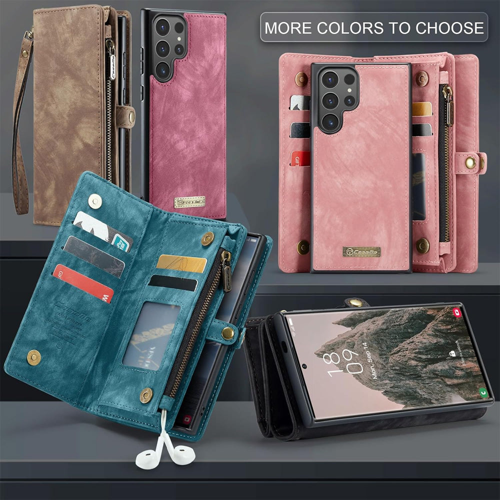 Retro Leather Wallet Case with Card Holder and Magnetic Closure iPhone 16 and Samsung S25 DarCompatible with k Pink