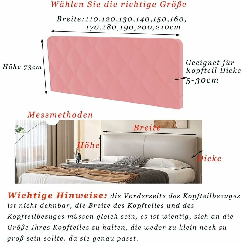 Headboard Cover, Headboard Cover Decorative Cover Bedroom Thickened Soft Package Dustproof Stretch Cover, Camel, 170cm (67 inches)