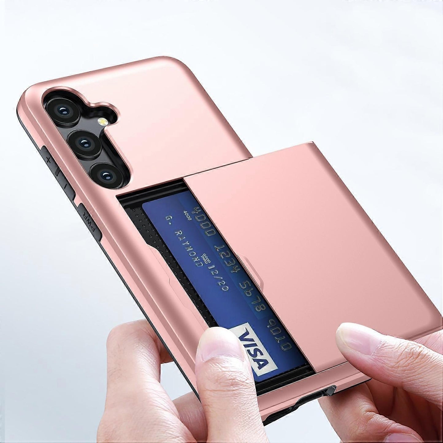 Compatible with Samsung Galaxy A16 5G 4G Compatible Case with Card Holder TPU PC Back Cover Rose Gold