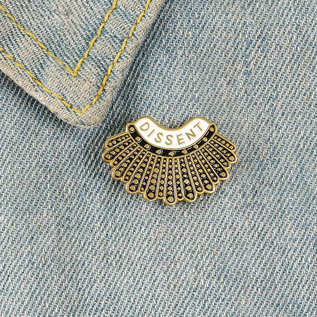 Enamel Pins - RBG Dissent Collar Pin & Female Justice Brooch