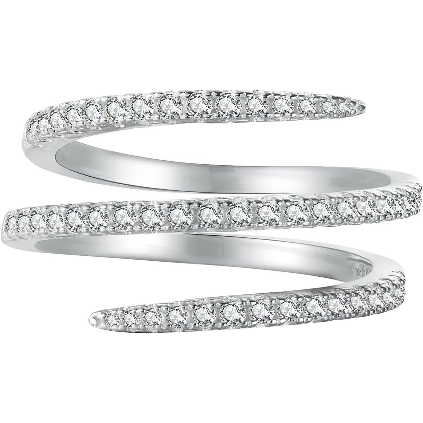 Sterling Silver Wrap Ring For Women Hug Ring Twist Ring 925 CZs Entwined Line Thumb Ring Dainty Statement Rings Multi Lanyed Wedding Band Jewelry Gifts for Her US Size 5-8