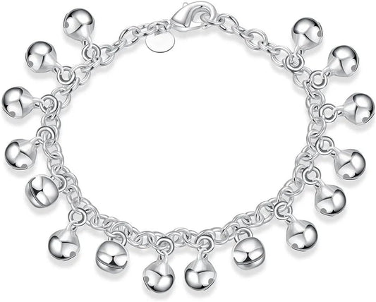 OSIRIDEH2 Bell Bracelet 925 Sterling Silver Bells Sounds Bead Chain Bracelet for Women Wedding Engagement Party Jewelry Jingling Bracelets bracelet
