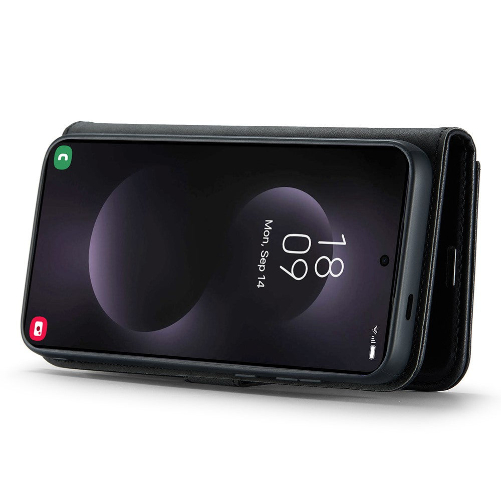 Magnetic Wallet for Compatible with Samsung Galaxy S25 Edge Black Case 2-in-1 with Card Holder