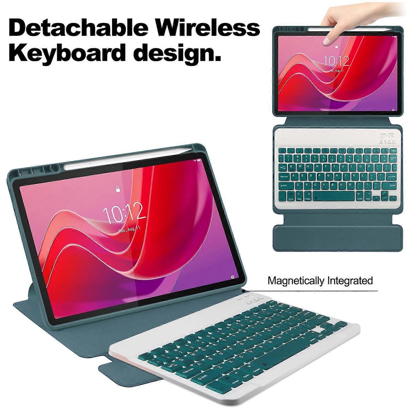 Lenovo Tab M11 Xiaoxin Pad 11 2024 Tablet Cover with Bluetooth Keyboard Stand PU Acrylic Case Compatible with Lenovo Multicolor Style C