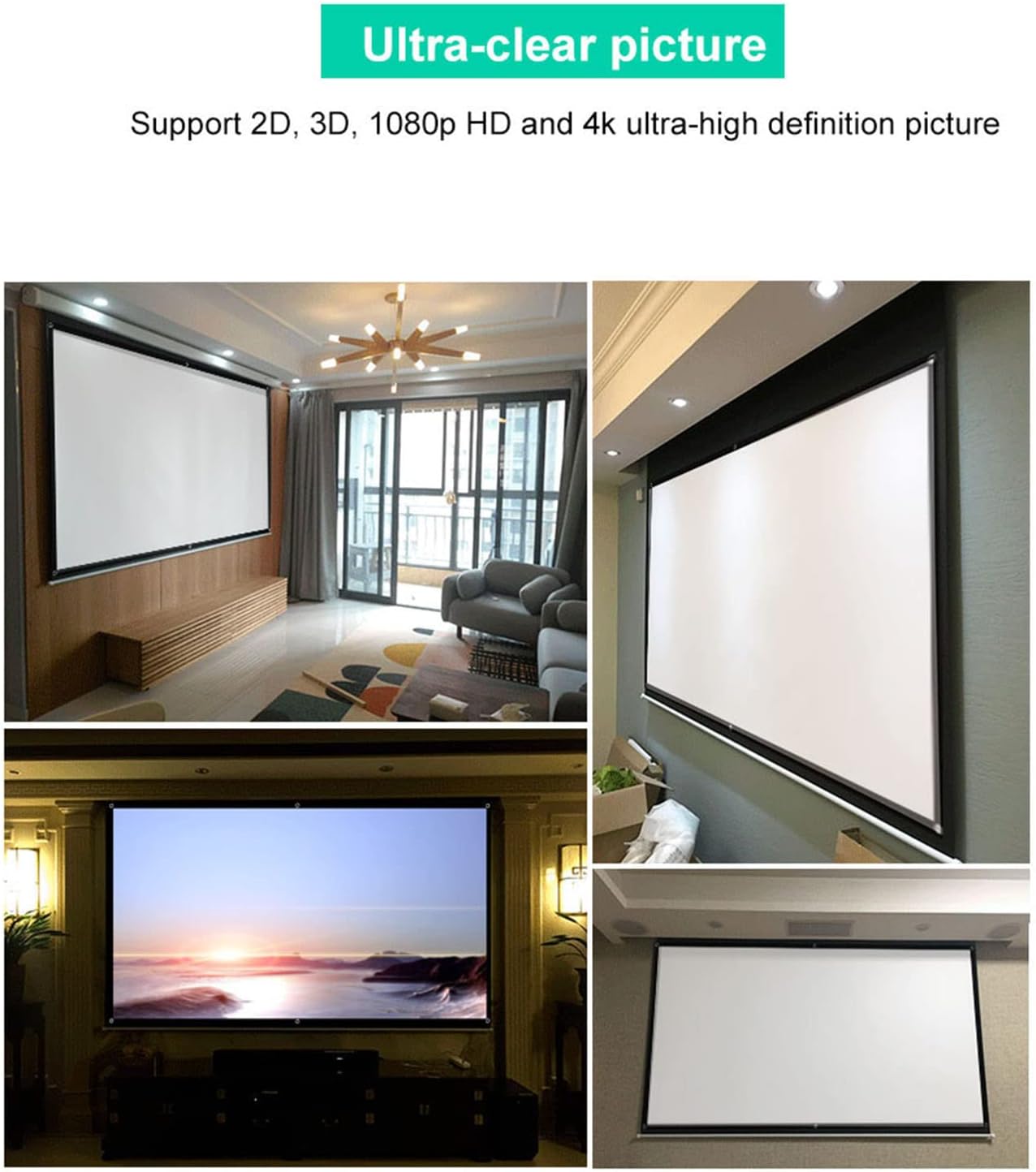 Portable 100 Inch 16:9 Projector Screen Foldable Home Theater Indoor Outdoor Movie Screen