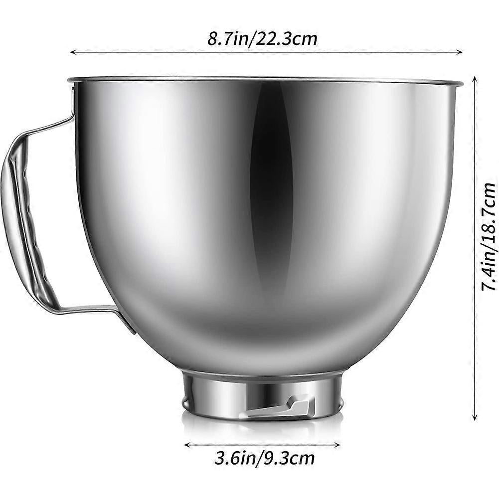 KitchenAid Mixer Bowl Stainless Steel Compatible with KitchenAid 4.5-5 Quart Tilt Head Stand Mixer Silver