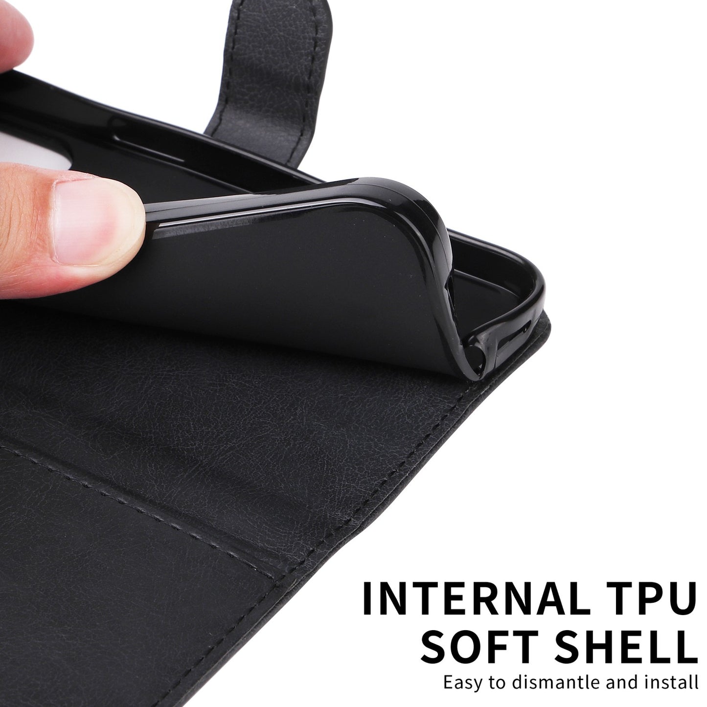 Xiaomi Redmi A5 4G Leather Wallet Case with Card Slots, PU Leather Cover, MGF Black Color, Compatible with Xiaomi