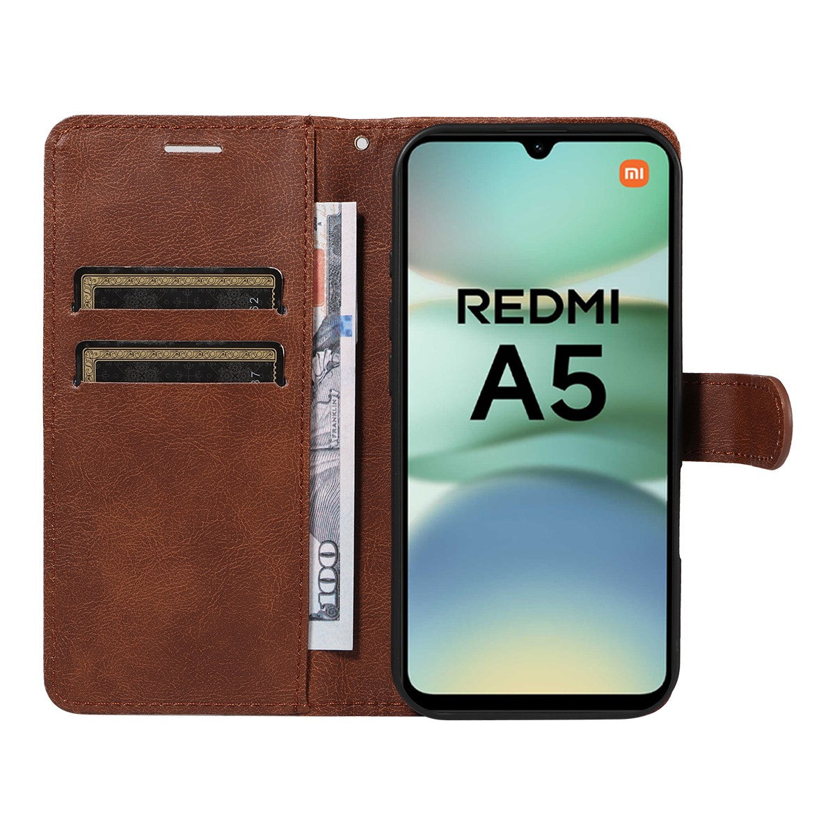 Xiaomi Redmi A5 4G PU Leather Wallet Case with Card Slots MGF Brown - Compatible with Xiaomi