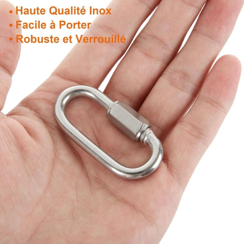 16 pcs M5 Stainless Steel Quick Link 304 D Shape Locking Carabiners, Mini Screw Carabiner For Hiking, Camping, Outdoor