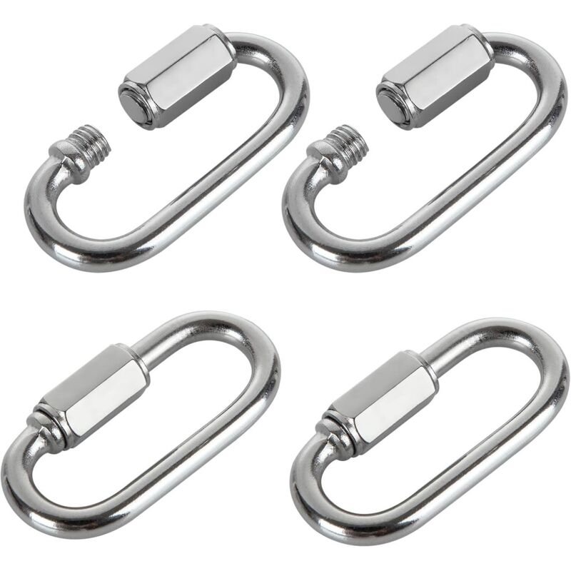 16 pcs M5 Stainless Steel Quick Link 304 D Shape Locking Carabiners, Mini Screw Carabiner For Hiking, Camping, Outdoor