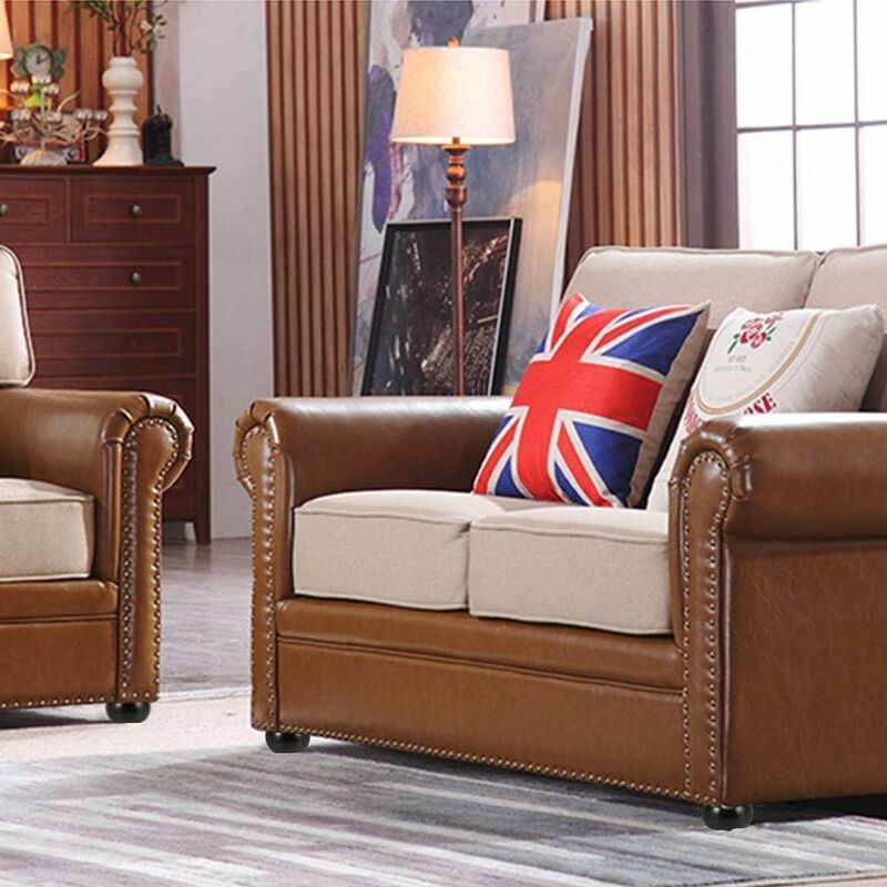 4 pcs Set ROund Wooden Furniture Legs Height 5Cm, For Sofa, Bed, Armchair, Wardrobe, With Screws And Tape (Black)
