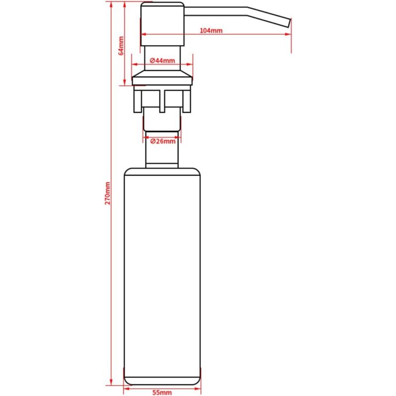 Soap Dispenser, Built-In Soap Dispenser, Stainless Steel Kitchen Sink Soap Dispenser, Built-In Soap Dispenser With