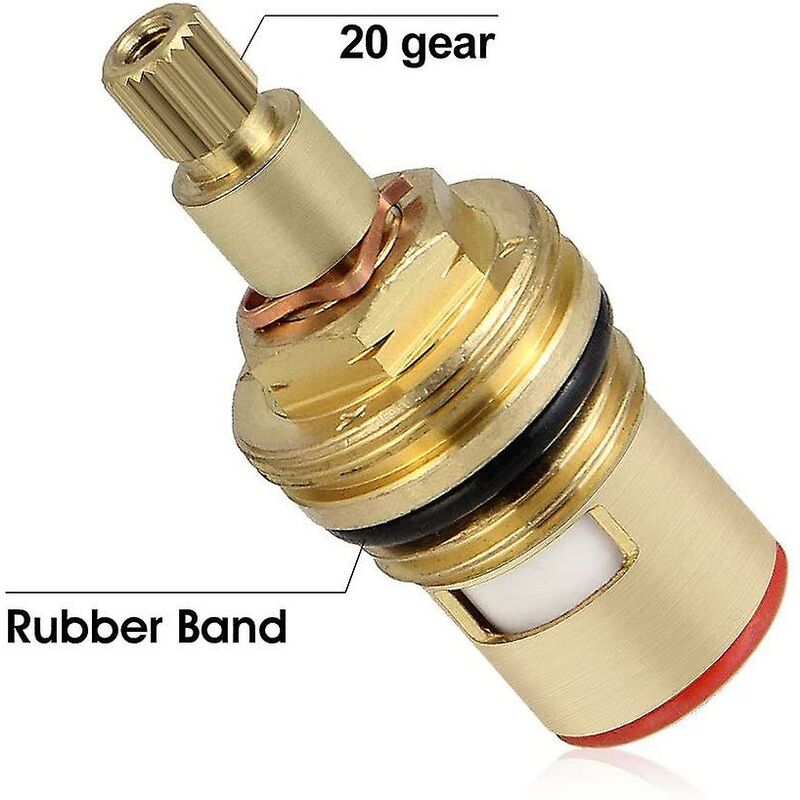 2 pcs Ceramic Disc Head, 1/2" Ceramic Cartridges, Universal Brass Faucet Replacement 20 Notches X 53Mm Replacement For