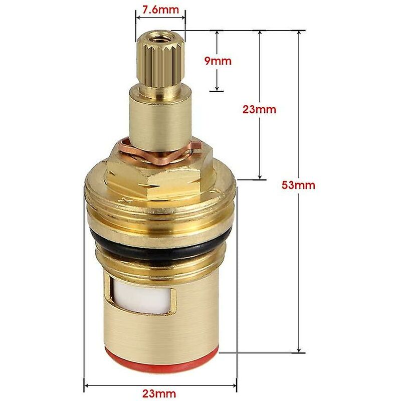 2 pcs Ceramic Disc Head, 1/2" Ceramic Cartridges, Universal Brass Faucet Replacement 20 Notches X 53Mm Replacement For