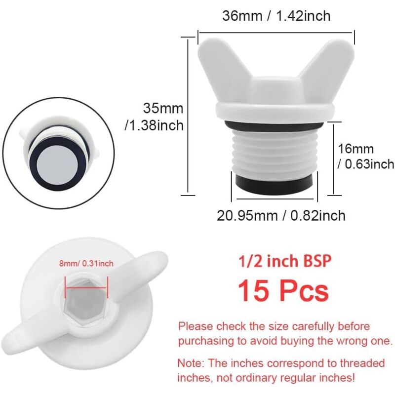 Plumbing Plug-15 pcs 1/2" Male External Thread Pipe Hex Plug,Blanking Plug,For Washing
