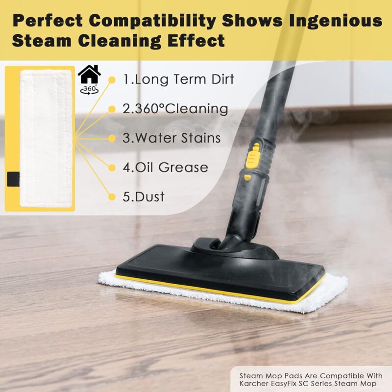 5 Pack Microfiber Floor Mop Pads Compatible With Karcher Easyfix Sc2 Sc3 Sc4 Steam Cleaners, Steam Mop Replacement