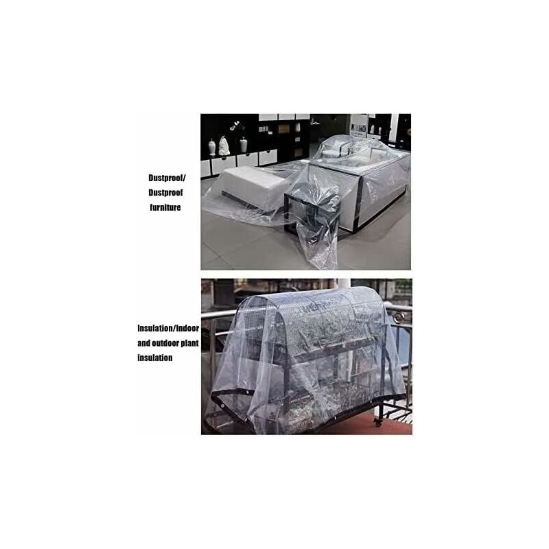Transparent Waterproof Tarpaulin With Eyelets - For Garden Furniture - Outdoor Use - Rainproof - Plant Insulation -