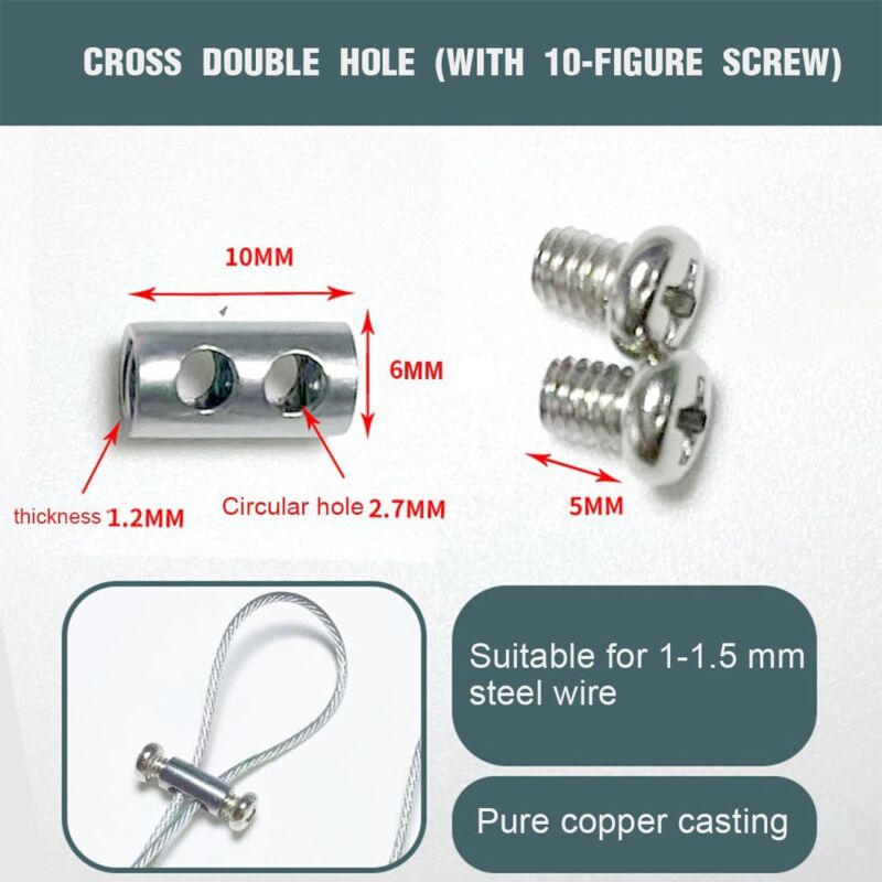 10 pcs Cable Clamps With Screw Terminal Cap, Cable Clips For 1-2Mm Diameter Cable And Wire, Double Ended Cable And